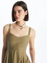 LC Waikiki Women's Heart Collar Plain Dress